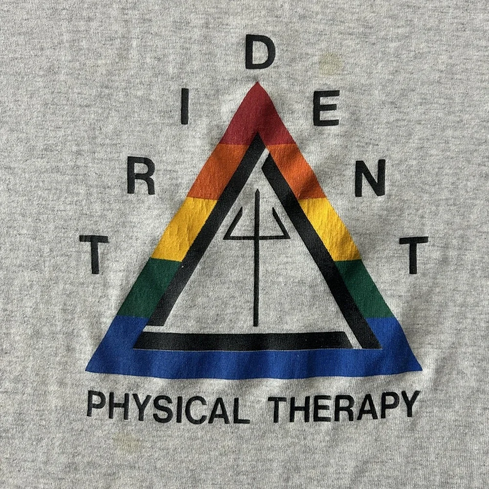 Vintage Trident Physical Therapy Shirt Mens 2XL Gray Pride Rainbow Tee T-Shirt